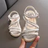 Girl Sandals Summer Fashion Kids Baby Girls Bling Princess Single For Little Shoes 240420