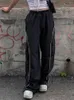 Pantaloni da donna oversize nere pantaloni a bassa ascesa a bassa asciutto di cargo di base lady y2k streetwear jogger larghi casual coreano moda coreana