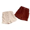 Shorts babykleding modieuze broek lente 2024 allemaal match solide color corduroy casual jongens en meisjes eenvoudig