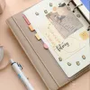 Notepads A6 A5 PU Leather Loose Leaf Notebook Cover Macaroon Color Diy Journal Agenda Planner Cover 6 Ring Binder Notebook Stationery