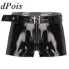 Short masculin pour hommes humides pantalon boxer zipper ou ouvert cortch bulge pochette pour bar disco costume club de nuit sexy vêtements de nuit