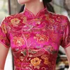 Ethnic Clothing Cheongsam Women's Summer Dress Vintage Button Down Qipao Lady Elegant Brocade Satin Vestidos Oriental Bride Wedding Dresses