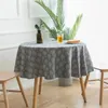 Table Cloth Cotton Linen Janpan Style Wave Printed Round Tablecloth Navy Blue Cover Decoration For Dining Party Banquet Outdoor
