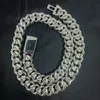 Customized 14mm 3 Rows Sterling Silver S925 Moissanite Hiphop Vvs Moissanite Cuban Link Chain Necklace