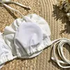 Sexe 3D White Flower String Micro Mini Bikinis Sets Deux pièces High Waist Triangle Swimsuit Swimwear Female Bathing Biquini 240426