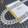 Hot Selling Fashion Style 925 Silver Chain Pass De diamanttest Wit goud Cubaanse linkketen D VVS 1 Moissanite ketting