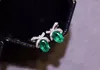 Studörhängen kjjeaxcmy fina smycken 925 Silver Natural Emerald Girl Classic Ear Support Test Kinesisk stil med låda