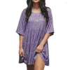 캐주얼 드레스 여자-판매 단축 패션 기질 꽉 단색 하이 스트리트 느슨한 티셔츠