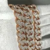 High Quality Customized 18 Mm Cuban Link Moissanite Diamond Chain 925 Sterling Silver Rose Gold Diamond Chain