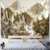Tapestries Elegant Ink Landscape Wall Tapestry Chinese Ancient Style Illustration Wall Hanging Tapestry Home Decor Table Cover Tapestry