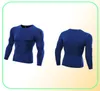 Running T Shirts Dry Fit Mens Gym Clothing Scoop Neck Långa ärmar Underkläder Body Building Suit Polyester Apparel8842559