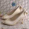 Chaussures habillées 23 couleurs) Femmes Slipt on Peep Toe Pompes avec Bowtie Taille 8 Ivory