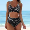 Swimwear féminin Femmes High Waited Bikini Sexy Push Up Two Piece Nutor Suite Retro Retro Retro Rucched Patchwork Female Bikinis Set