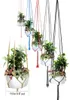 Handmade Colorful Macrame Plant Habers Indoor Flor Outdoor Pendurada Cesta de algodão corda de 4 pernas Pote de varanda Decoração