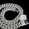 Anpassad enorm Hip Hop Iced ut smycken 25mm 925 Silver Moissanite Miami Cuban Link Chain