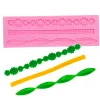 Moulds 1PC 3D Lace Flower Bead Chain Silicone Fondant Mould Cake Decorating Baking Molds Sugar Paste Pastry Tools Baking Accessories