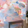Curtain Abstract Flower Oil Painting Art Blue And Pink Sheer Curtains For Living Room Home Decor Tulle Bedroom Voile Drapes