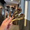 Cuillères en or argenté en acier inoxydable miroir de la cuillère à poignée longue soupe à grande capacité de grande capacité
