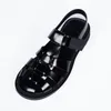 Chaussures décontractées Sandales noires Femmes Summer 2024 Véritable sangles en cuir chaussures chaussures près des tongs de TOE grande taille 45