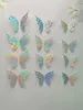 12 piezas 3D Hollow Butterfly Wall Sather Sala de estar Decoración del hogar 240424