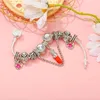 Charm Bracelets BRACE CODE Crown Zircon Chain DIY Antique Silver Plating Bead Lipstick Pendant Crystal Bracelet For Women Jewelry