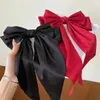 Hair Clips Barrettes 3 women solid color long big bow long float satin spring clip back head hair clip Internet red with the same temperament top cli 240426