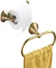 Bath Accessory Set IMPEU Toilet Paper Holder And Towel Ring Wall Mounted Antique Brass Brushed Bronze8753781