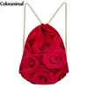 Drawstring Coloranimal 4 Estilo Adolescente Bolsas de moda Ladies Red Rose Flower Impresión Vitalidad Feminina Almacenamiento