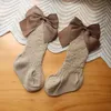 Kinder Socken Baby Girls Big Bow Socken Kinder Prinzessin Spanisch Ananas Stil Kleinkinder Langknie hohe Socken hohl Out Baby Floor Socken