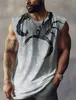 Men's Tank Tops 2023 Retro Mens Gradient Personalized Sleeveless Tank Top with Flipped Scorpion Pattern Ultra Thin Mens Quick Drying TopL2404