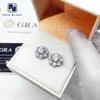 Brincos de flor de moda 925 prata D cor Moissanite Diamond Ear Stud 15mm Push Brincos para homens e mulheres