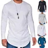 Abiti da uomo A2224 Collar Leisure Pure Pure Color Long Streetwear Tshirt Funny for Men