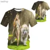 Herren-T-Shirts Mode 3D-Herren T-Shirt Personalisiert Trend gedrucktes Tier Tiger Wolf Muster kurzärmeliges Top T-Shirt Casual O-Neck Herren T-Shirtxw