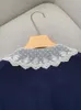 Женские свитера вязаные рубашка для летнего темно -синего кружевного кружевного кружев