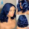 Synthetic Wigs Shumeida Blue Color 13 * 4 Lace Front Wig Body Wave Brazilian Remi Short Hair Bob Q240427