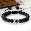 Kralenheren afstand kwaad Eye Eye Bead Bracelet 8mm Natural Matte Tiger Agaat gesmolten gesteente geweven