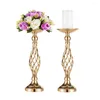 Bandlers 5pcs / lot Metal Gold Silver Table Table Candlestick for Wedding Candelabra Flowers Vases