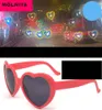 Love Heart Shape Sunglasses Women PC Frame Light Change Love Heart Lens Colorful Sun Glasses Female Red Pink Shades9071438