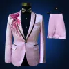Suits Men's Suits Sequin Royal Blue 2 Pieces Suit Slim Fit One Button Lapel Tuxedo For Party Wedding Banquet (Blazer+Pant)