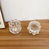 Titulares de velas Crystal Glass Flower Tea Light Solder Decoração Decoração Budista de Decoração