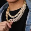 WG021A Hip Hop Jewelry Fashion 18K Gold plattiert Messing CZ Zirkon Diamant Luxus vereisert Miami Cuban Link Chain Halskette für Männer