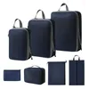 Förvaringspåsar 7st dubbelskikt bärbar kompressionspåse Travelpackning av kuber bagage arrangör vattentät resväska