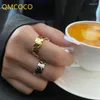 Кластерные кольца Qmcoco модная личность олова фольга кольцо серебряное цвет нерегулярный геометрический открытый для женщин изящные ювелирные аксессуары