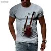 Camisetas masculinas Guitarra clásica Guitarra Celú Music Entusante 3d Harajuku Print Summer Artistic Caplade Clewneck Camiseta de moda de manga corta Topsxw