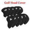 10pcset golfkop omvat club ijzeren beschermer neopreen headcover accessoire zwart golfer licht cadeau voor kinderen kinderen 240424
