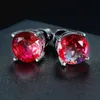 Stud Red Green Crystal Round Stone Stud Earrings For Women Men Wedding Jewelry Mystic Rainbow Fire Blue Green Zircon Double Earrings d240426