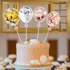 10 Set 5inch Confetti Balloon Cake Topper Decoration with Paper Straw Bow Baby Shower Favors Wedding Birthday Party Supplies