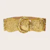 Kemerler Avrupa ve Amerikan Parlak Balık Ölçekleri 8cm İğne Toka Geniş Bel Bandı Moda Kadın Paltosu Elbise Bel Kuşak Altın