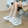 Casual Shoes Fujin 8cm Women Lace Chunky Sneaker Fashion Summer Hollow Platform Wedge Flats Comfy Booties Air Mesh Leather Genuine