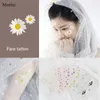 Tattoo Transfer Morixi Fake Tattoo Sticker For Face Body Makeup Daisy Flowers Pink Yellow White Water Transfer Printing Face Sticker RA081 240426